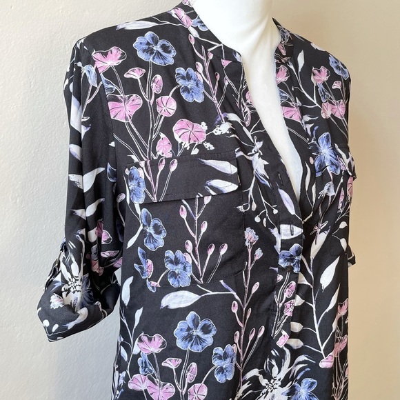 Ivanka Trump Floral Dress Blouse Top with Button Sleeves Women’s Medium - Picture 6 of 16